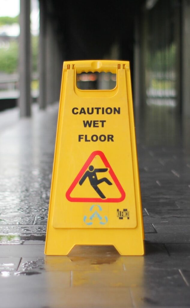 Caution Wet Floor sign on a sidewalk