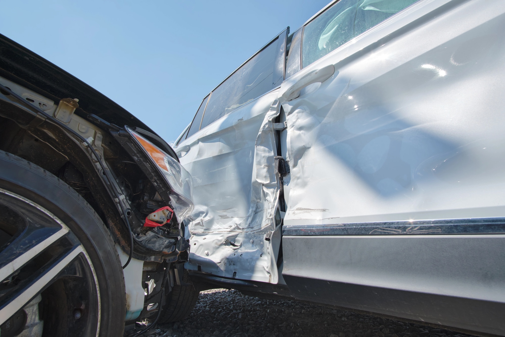 closeup of side impact damage