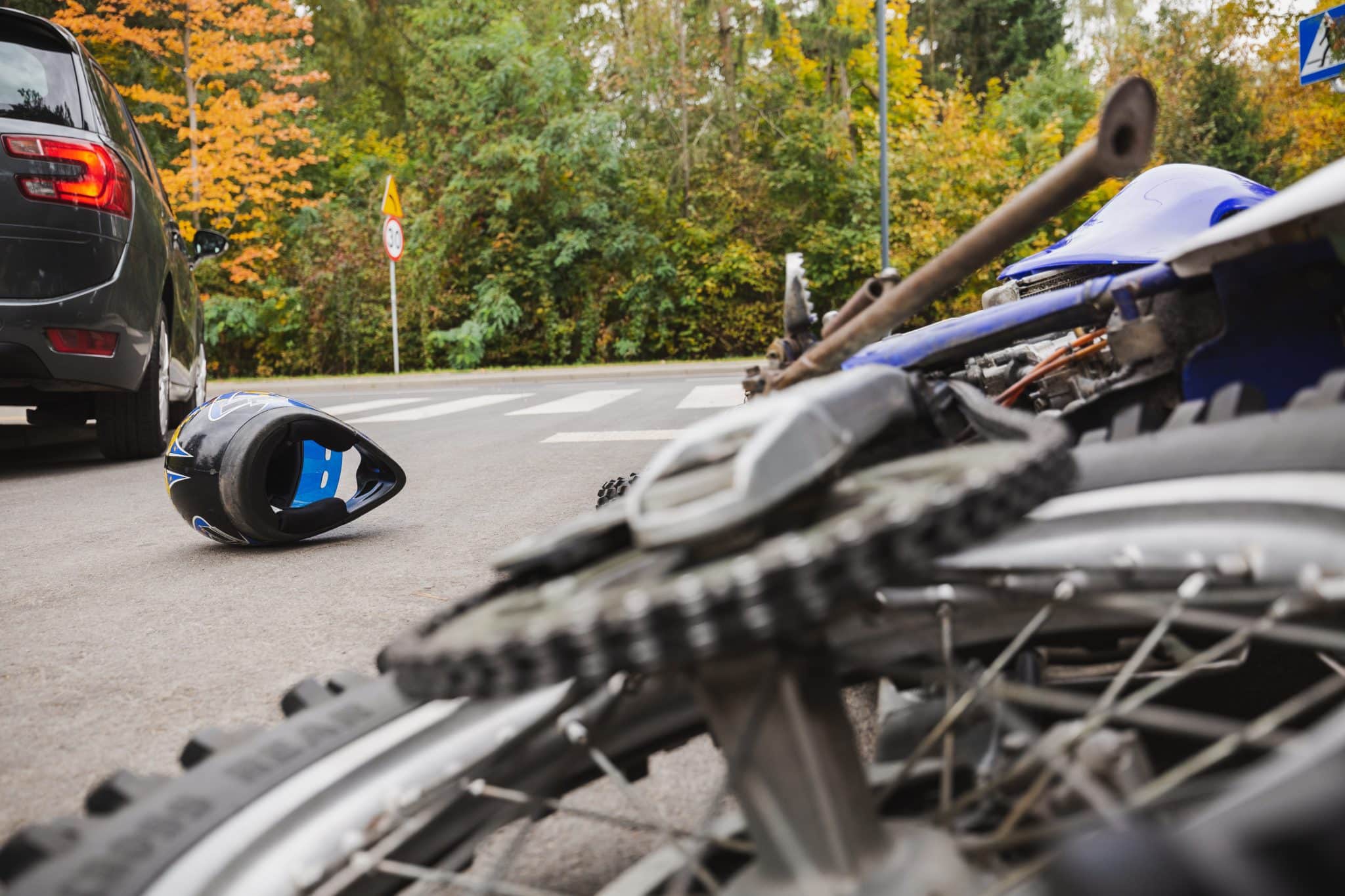 motorcycle crash on street