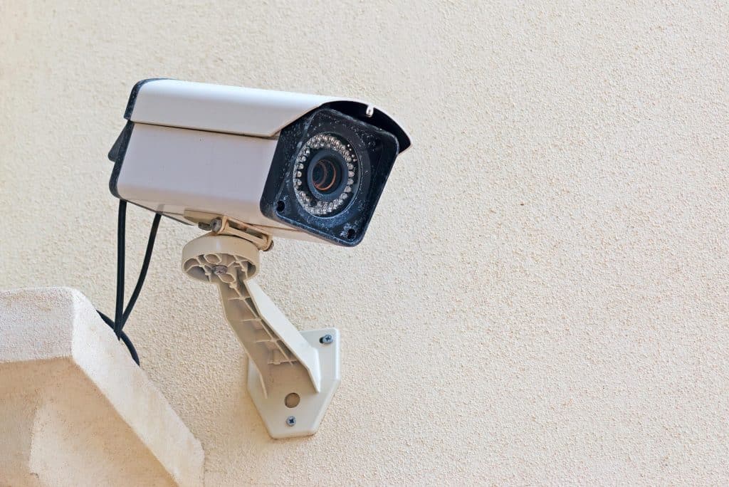 security camera mounted to building